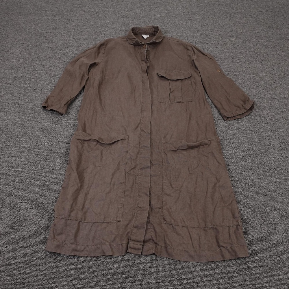 KUT From The Kloth Dress Womens Small Brown Linen Midi Lightweight Duster